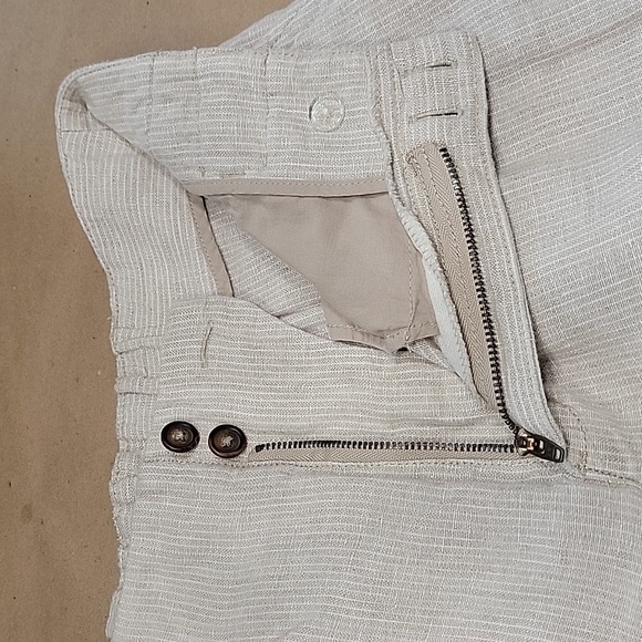 Garnet Hill Size 8 Oatmeal and Ivory Striped European Flax Linen Trousers - Picture 10 of 14